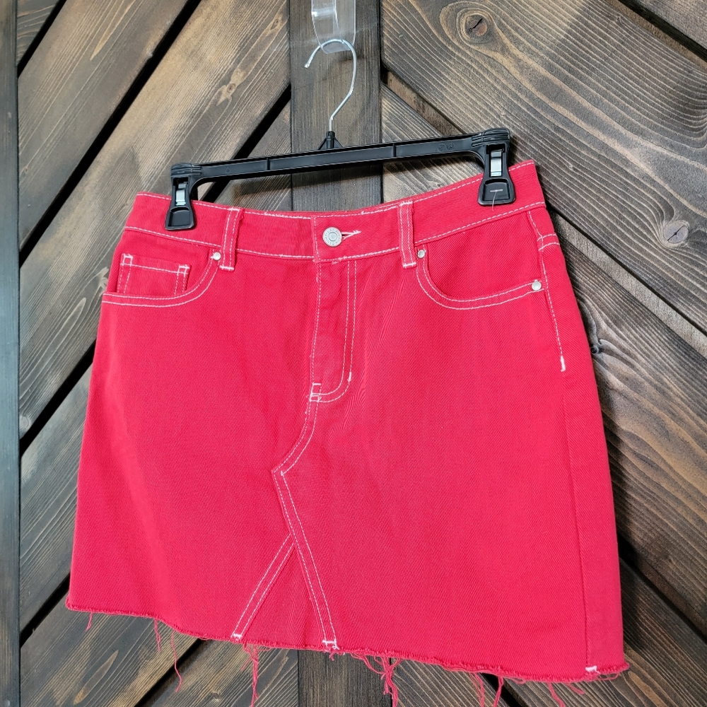 PacSun Red Denim Skirt 25